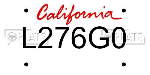 L276G0 California License Plate