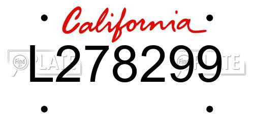L278299 California License Plate