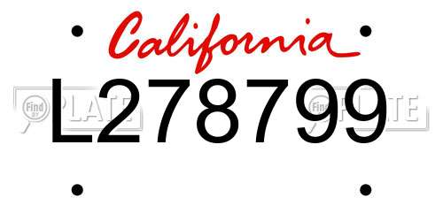 L278799 California License Plate
