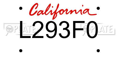 L293F0 California License Plate