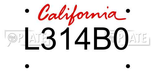 L314B0 California License Plate