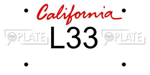 L33 California License Plate