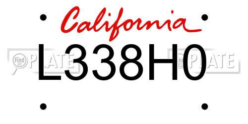 L338H0 California License Plate