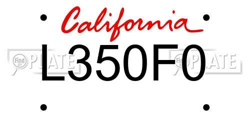 L350F0 California License Plate