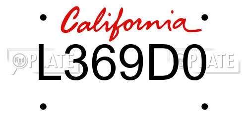 L369D0 California License Plate