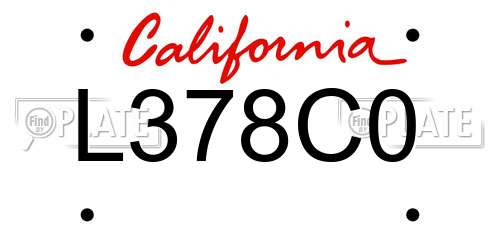 L378C0 California License Plate