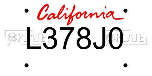 L378J0 California License Plate