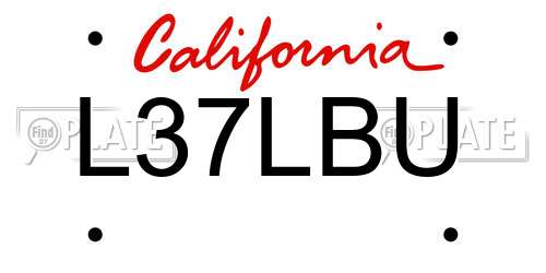 L37LBU California License Plate