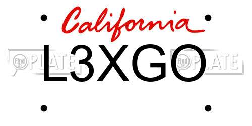 L3XGO California License Plate