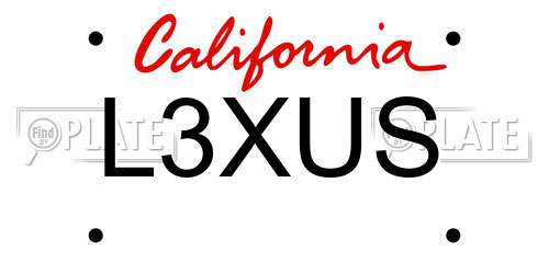 L3XUS California License Plate