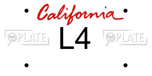 L4 California License Plate