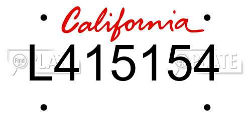 L415154 California License Plate
