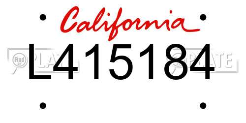 L415184 California License Plate