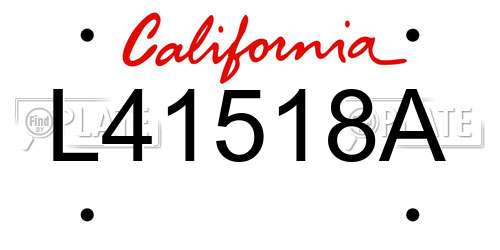 L41518A California License Plate