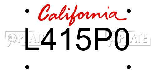 L415P0 California License Plate