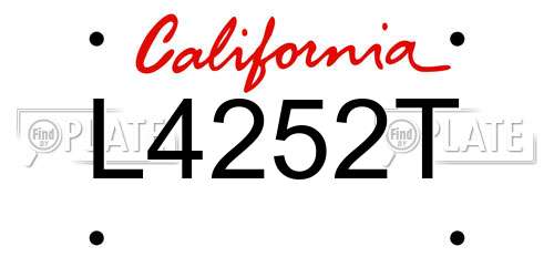 L4252T California License Plate