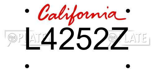 L4252Z California License Plate