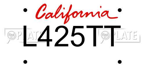 L425TT California License Plate