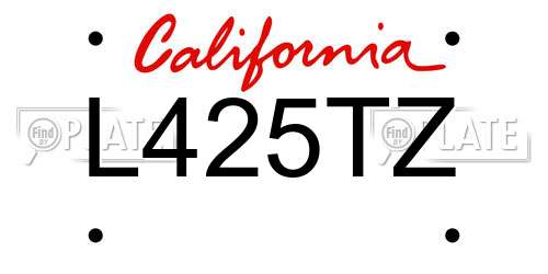L425TZ California License Plate