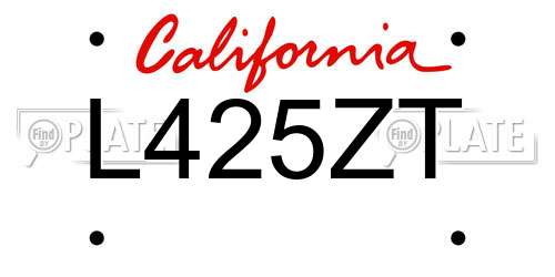 L425ZT California License Plate