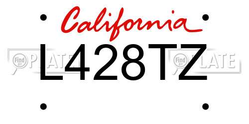 L428TZ California License Plate