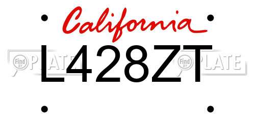 L428ZT California License Plate