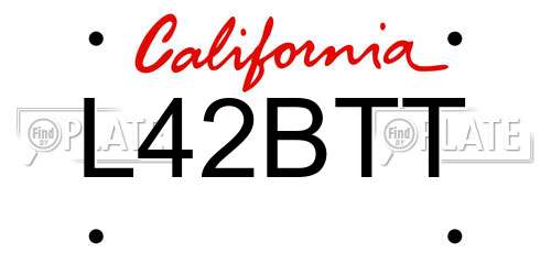 L42BTT California License Plate
