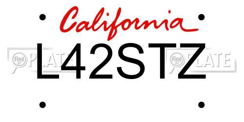 L42STZ California License Plate