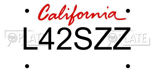 L42SZZ California License Plate