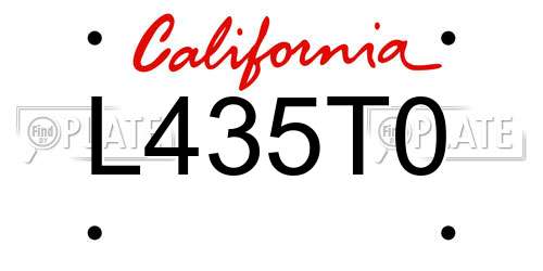 L435T0 California License Plate