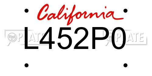 L452P0 California License Plate