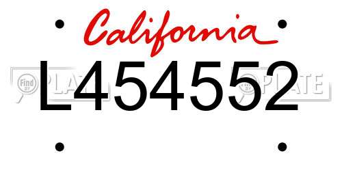 L454552 California License Plate