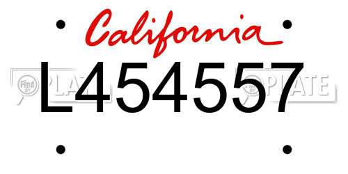 L454557 California License Plate