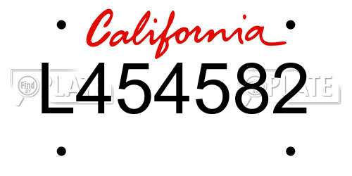 L454582 California License Plate