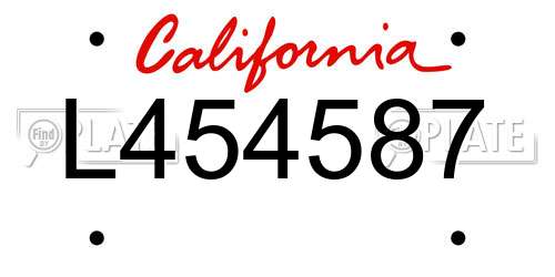 L454587 California License Plate