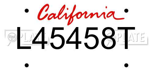 L45458T California License Plate