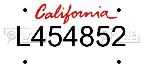 L454852 California License Plate
