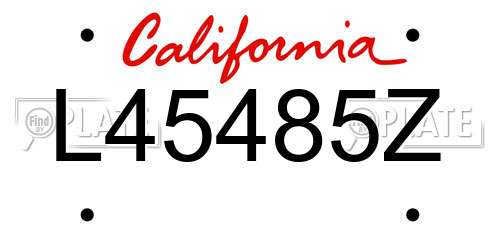 L45485Z California License Plate