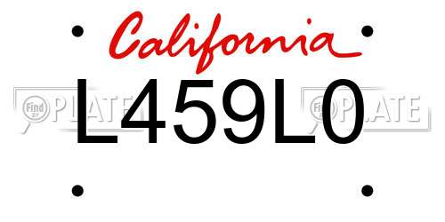 L459L0 California License Plate