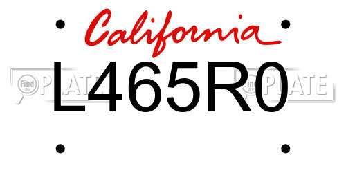 L465R0 California License Plate