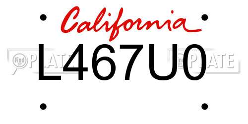 L467U0 California License Plate