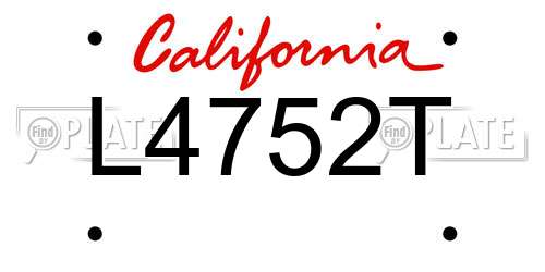 L4752T California License Plate