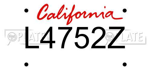 L4752Z California License Plate