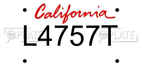 L4757T California License Plate