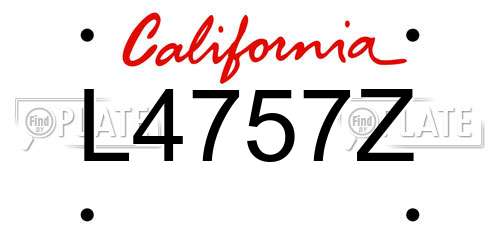 L4757Z California License Plate