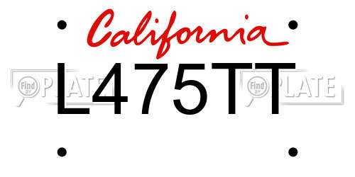 L475TT California License Plate