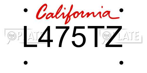 L475TZ California License Plate