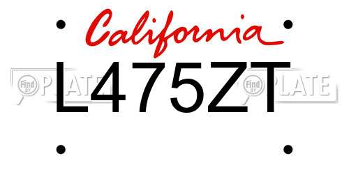 L475ZT California License Plate