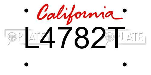 L4782T California License Plate