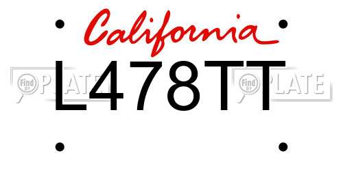 L478TT California License Plate